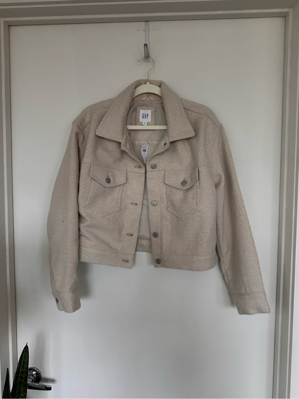 NWT/NEW GAP Women's Beige/Cream Cropped Textured Jacket